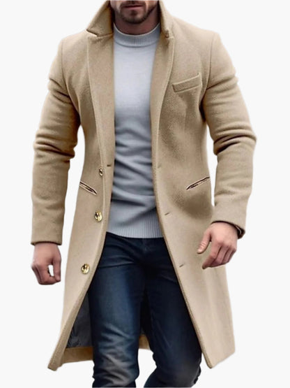 Herren Eleganter Wintermantel – Klassischer Langer Mantel für Business & Freizeit