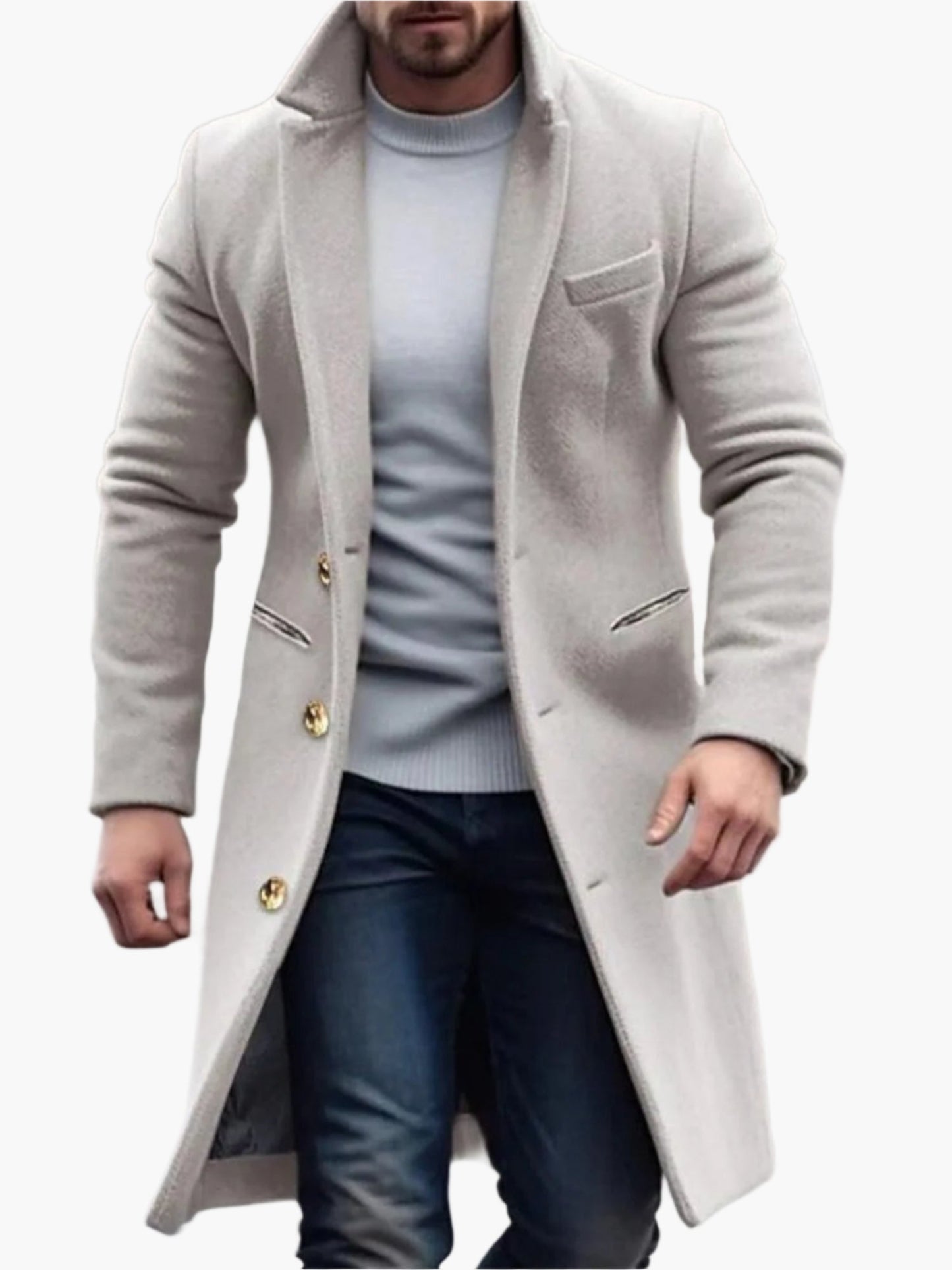 Herren Eleganter Wintermantel – Klassischer Langer Mantel für Business & Freizeit