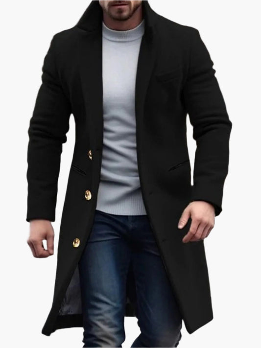 Herren Eleganter Wintermantel – Klassischer Langer Mantel für Business & Freizeit