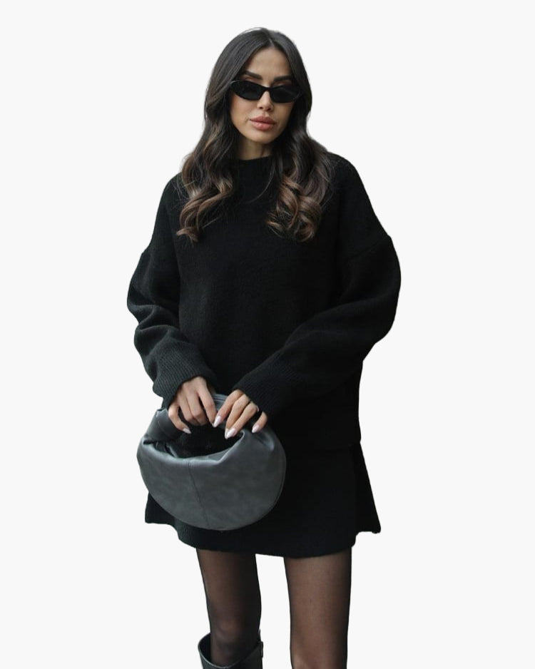 Damen Zweiteiliges Strickset – Modischer Pullover und Rock für Herbst & Winter