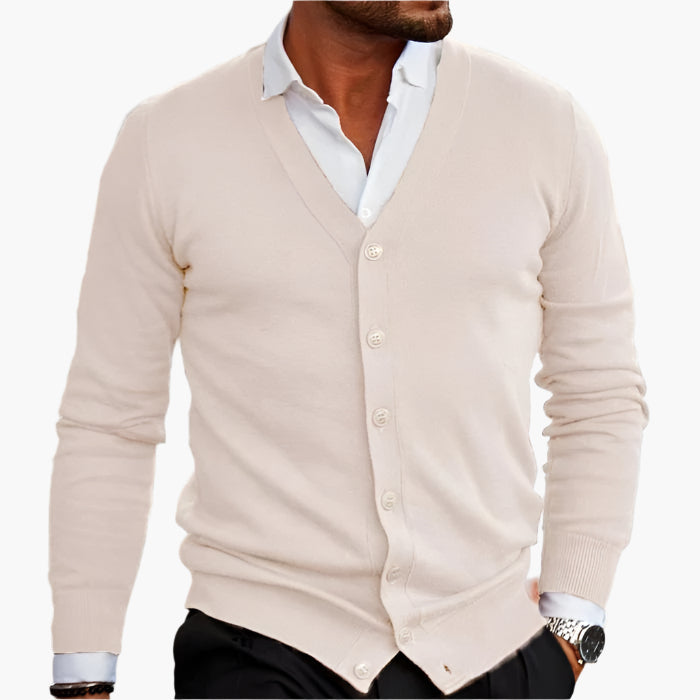 Herren Cardigan – Eleganter V-Ausschnitt, Business & Freizeit Strickjacke