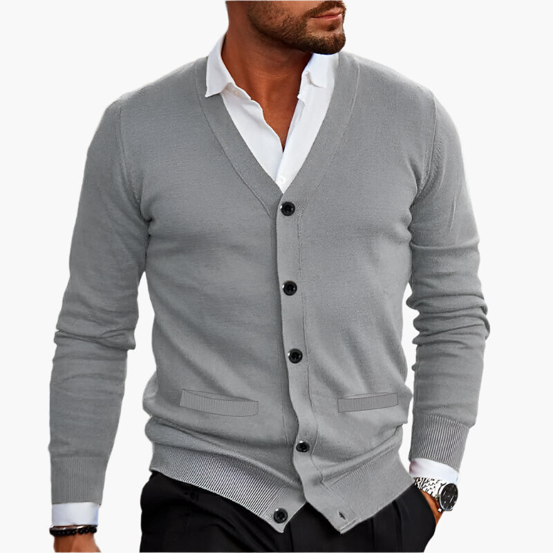 Herren Cardigan – Eleganter V-Ausschnitt, Business & Freizeit Strickjacke