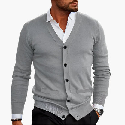 Herren Cardigan – Eleganter V-Ausschnitt, Business & Freizeit Strickjacke