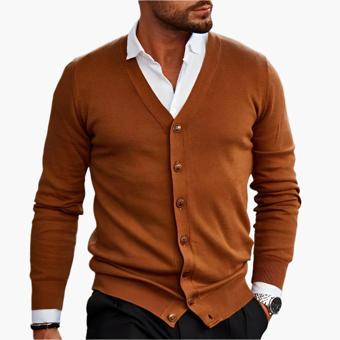 Herren Cardigan – Eleganter V-Ausschnitt, Business & Freizeit Strickjacke