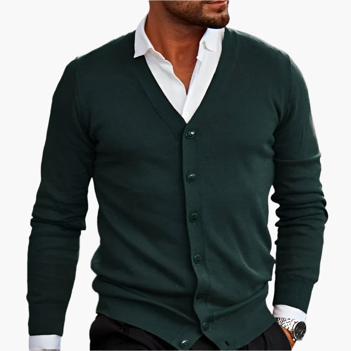 Herren Cardigan – Eleganter V-Ausschnitt, Business & Freizeit Strickjacke