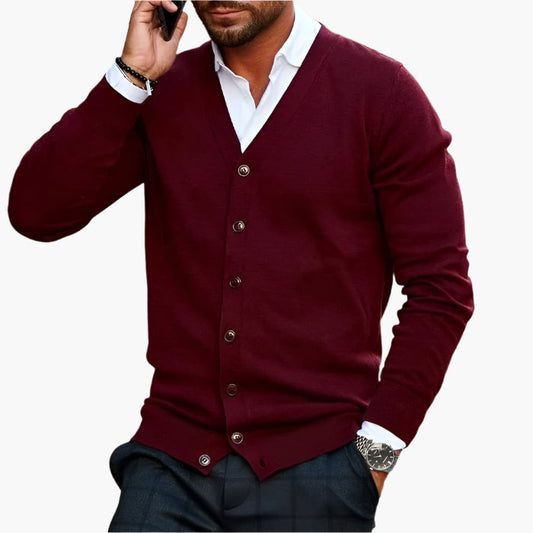 Herren Cardigan – Eleganter V-Ausschnitt, Business & Freizeit Strickjacke
