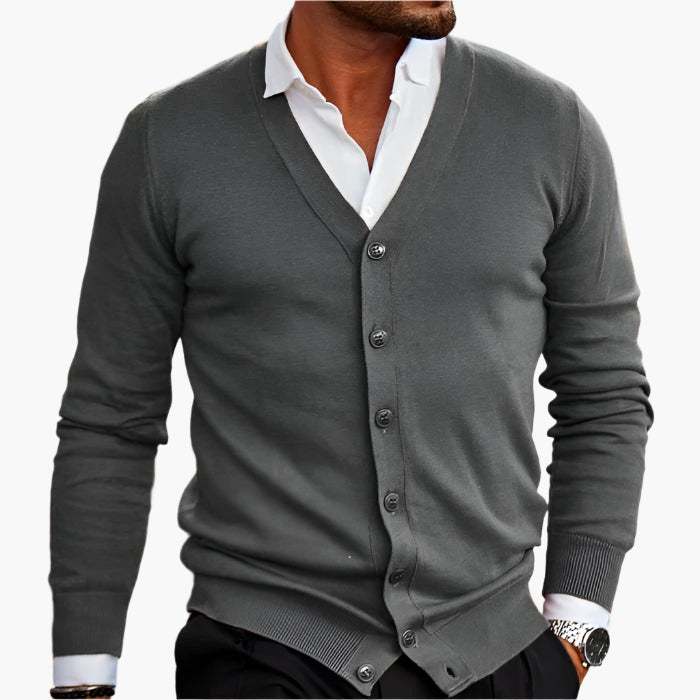 Herren Cardigan – Eleganter V-Ausschnitt, Business & Freizeit Strickjacke