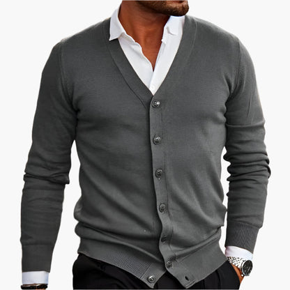 Herren Cardigan – Eleganter V-Ausschnitt, Business & Freizeit Strickjacke