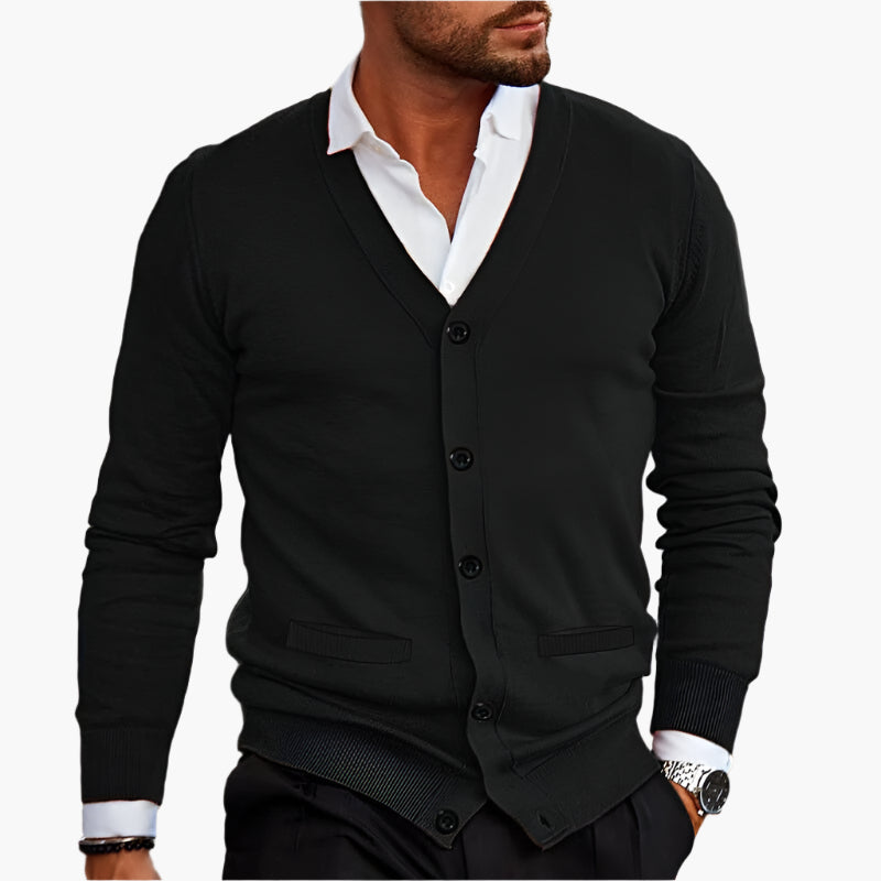 Herren Cardigan – Eleganter V-Ausschnitt, Business & Freizeit Strickjacke