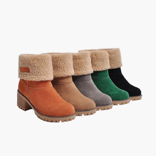 Damen Winter Stiefeletten mit Warmfutter und Faltbarem Design – Bequeme Suede Boots für Alltag und Freizeit