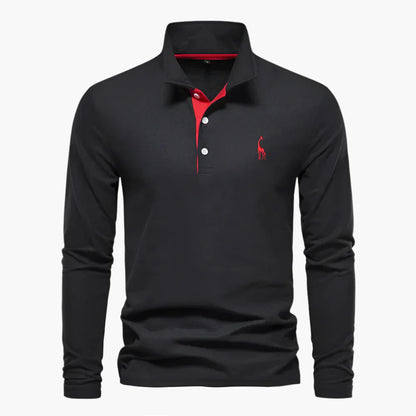 Herren Langarm Polo – Klassisches Poloshirt mit Stickerei für stilvolle Alltags- und Business-Looks
