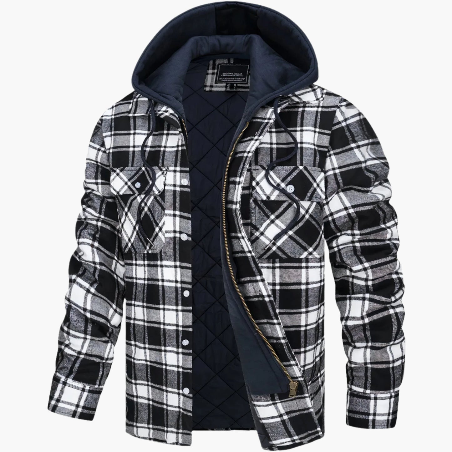 Herren gefütterte Karo-Shacket mit Kapuze – lässige Übergangsjacke für Freizeit & Outdoor