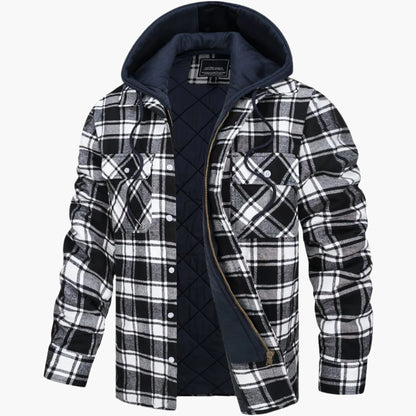 Herren gefütterte Karo-Shacket mit Kapuze – lässige Übergangsjacke für Freizeit & Outdoor