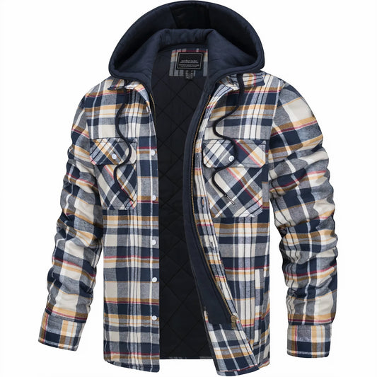 Leon - Karierte Jacke mit Kapuze und Futter
