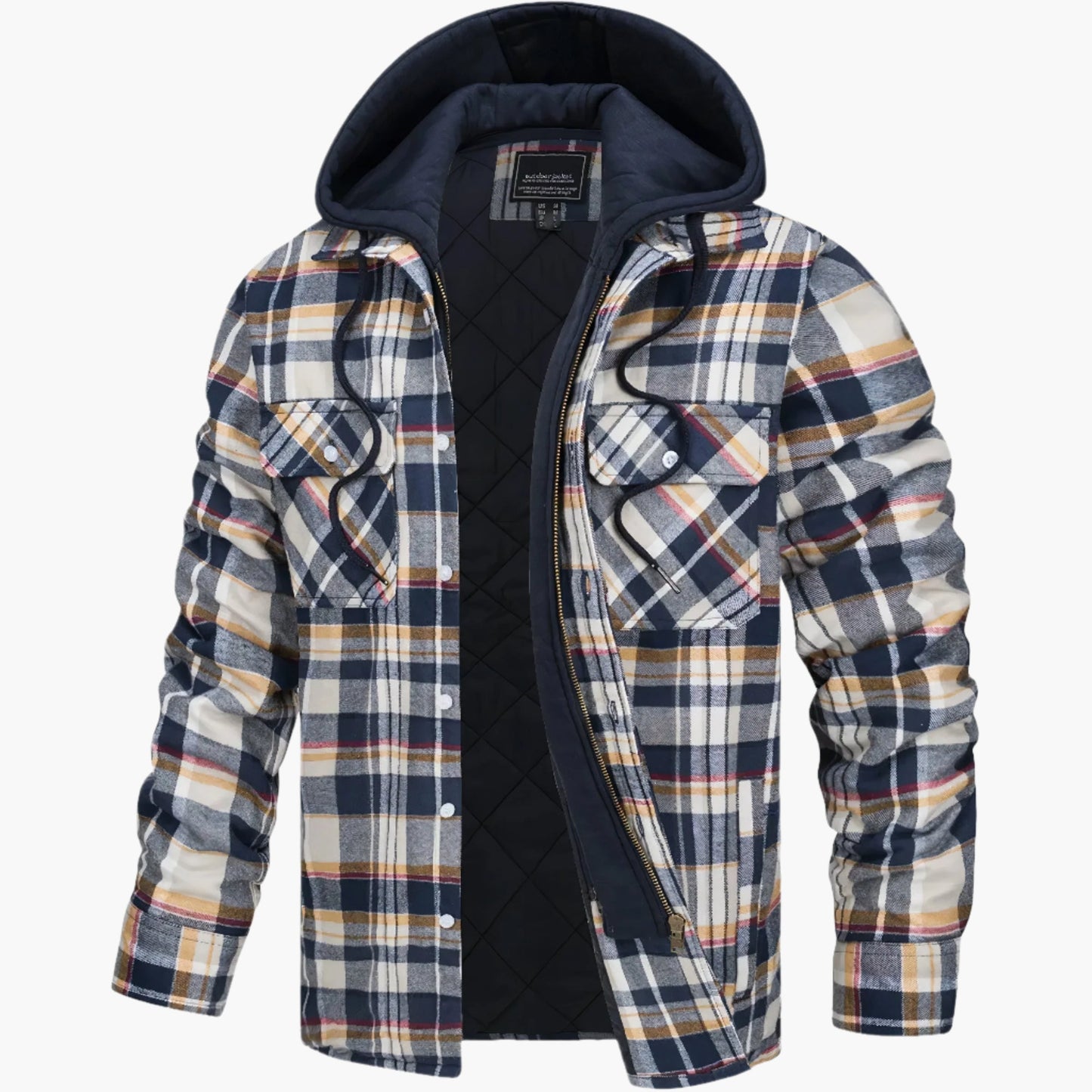 Herren gefütterte Karo-Shacket mit Kapuze – lässige Übergangsjacke für Freizeit & Outdoor