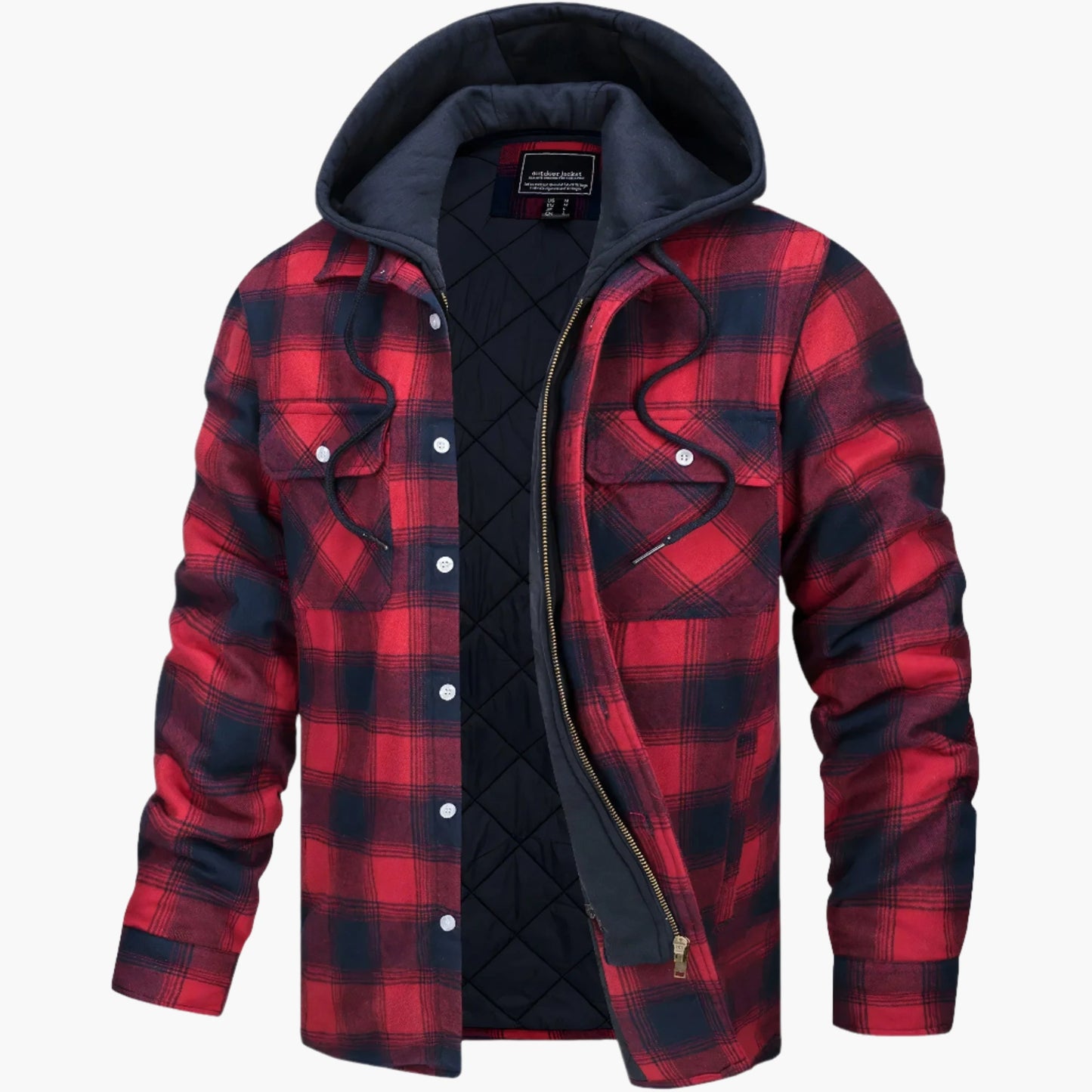 Herren gefütterte Karo-Shacket mit Kapuze – lässige Übergangsjacke für Freizeit & Outdoor