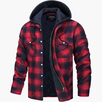 Herren gefütterte Karo-Shacket mit Kapuze – lässige Übergangsjacke für Freizeit & Outdoor