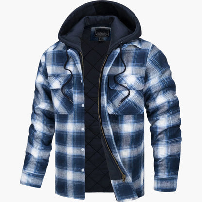 Herren gefütterte Karo-Shacket mit Kapuze – lässige Übergangsjacke für Freizeit & Outdoor
