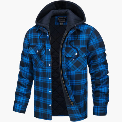 Herren gefütterte Karo-Shacket mit Kapuze – lässige Übergangsjacke für Freizeit & Outdoor