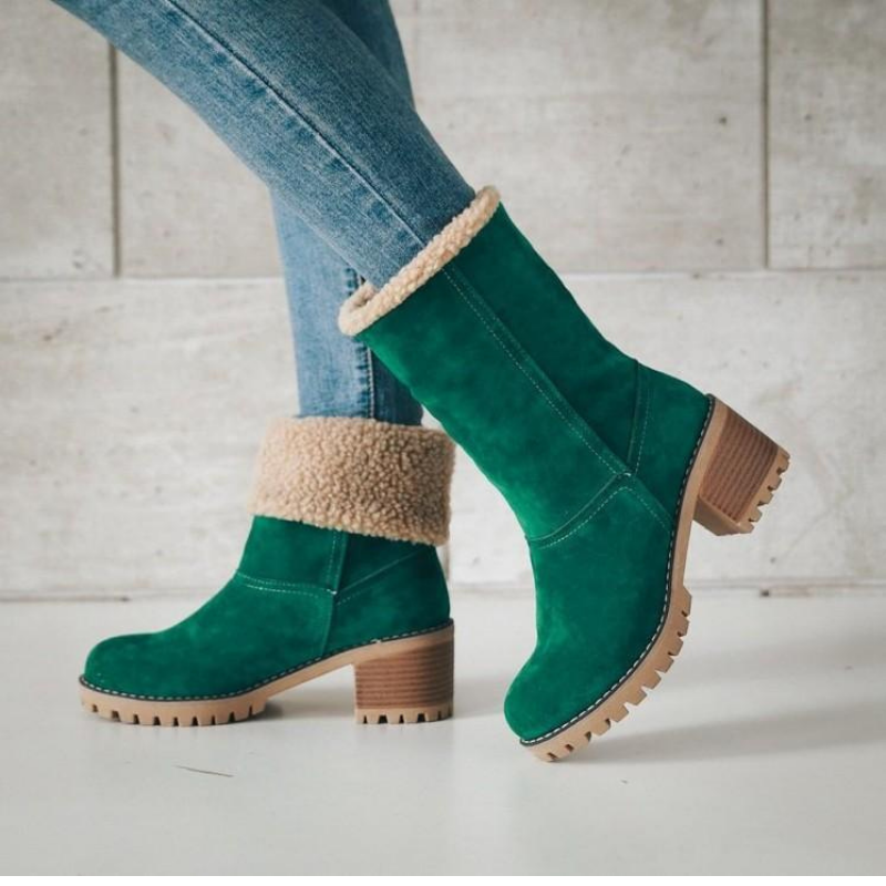 Damen Winter Stiefeletten mit Warmfutter und Faltbarem Design – Bequeme Suede Boots für Alltag und Freizeit