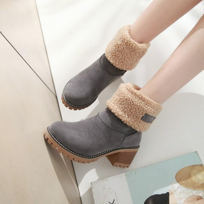 Damen Winter Stiefeletten mit Warmfutter und Faltbarem Design – Bequeme Suede Boots für Alltag und Freizeit