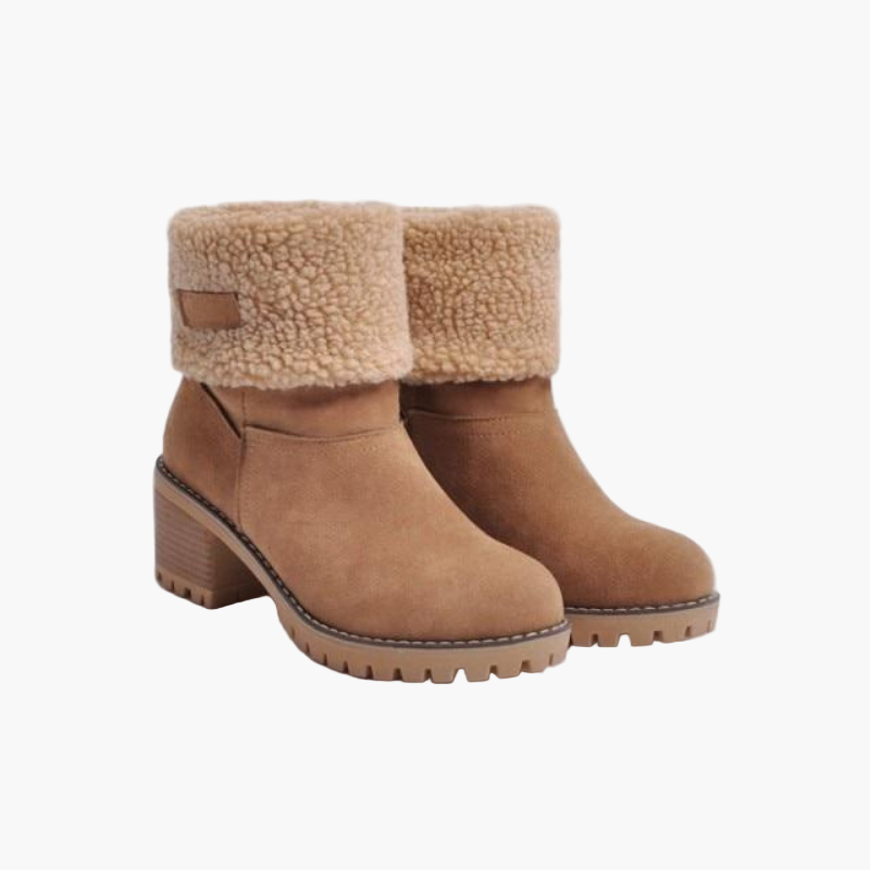 Damen Winter Stiefeletten mit Warmfutter und Faltbarem Design – Bequeme Suede Boots für Alltag und Freizeit