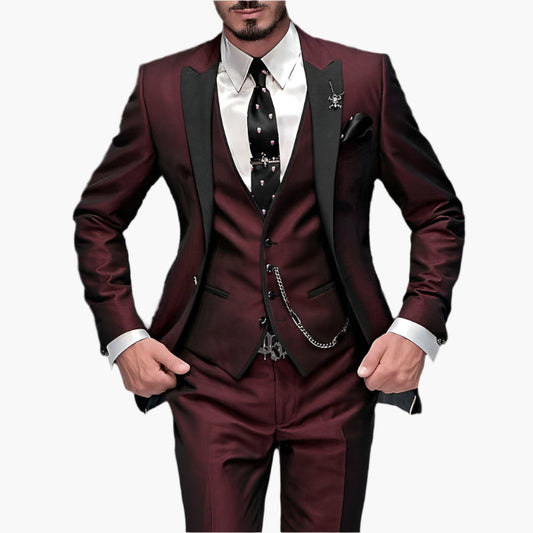 Herren 3-teiliges Slim-Fit Anzugset mit Weste – Eleganter Hochzeits- & Galaanzug